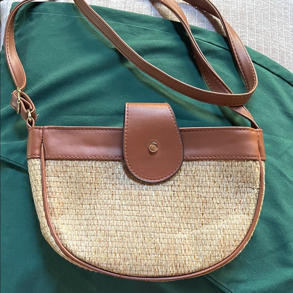 Brown and Tan Women's Crossbody Bag